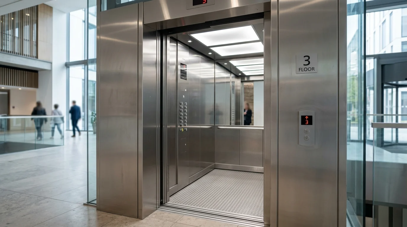 Guia de elevador de passageiros para edifícios compactos